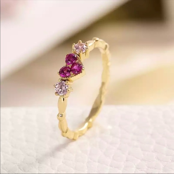 Simple Golden Inifinite Heart Love Engagement Ring - Picture 2 of 6